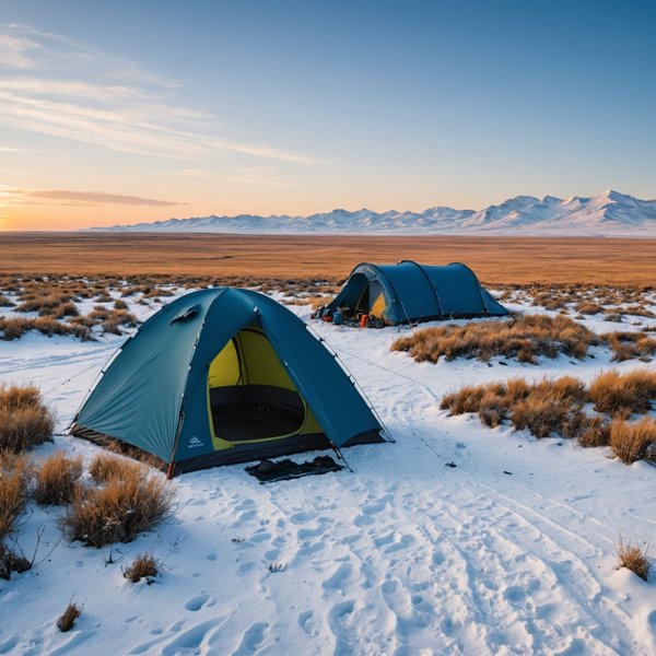 Comment organiser un camping pour une expédition de randonnée en région de steppes en hiver?