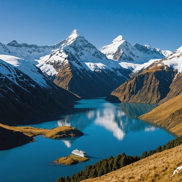 Quelle croisière propose des excursions pour découvrir les montagnes enneigées en Nouvelle-Zélande?